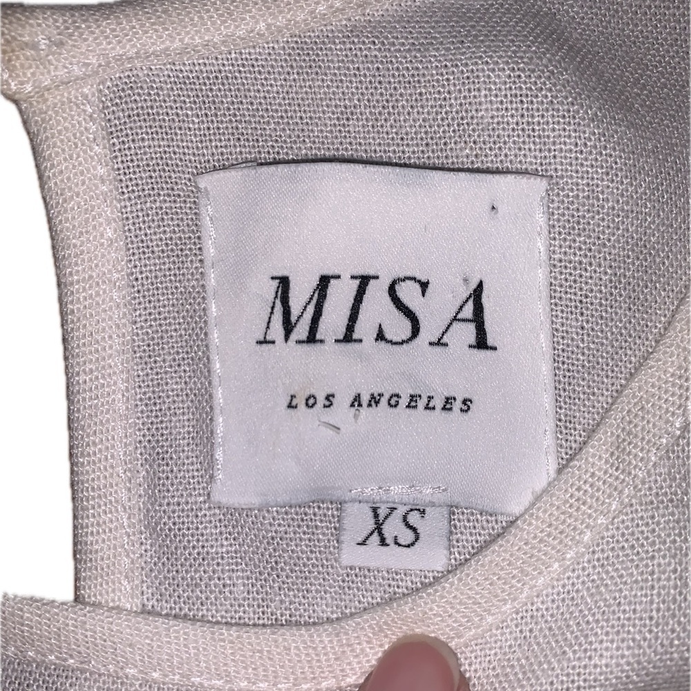 MISA Los Angeles Linen Blend Cold Shoulder Metal Rivet Eyelet Ruffle Blouse XS - Picture 10 of 15